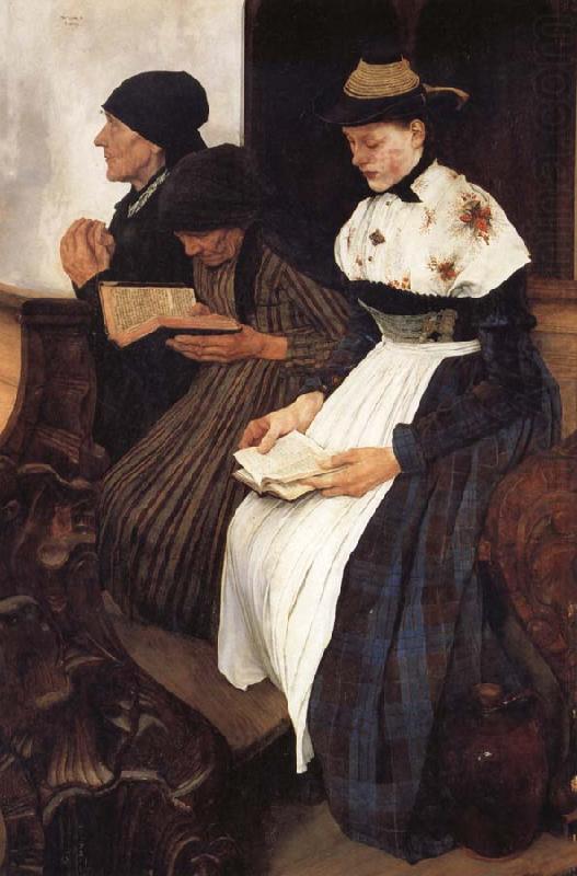 Leibl, Wilhelm Die drei Frauen in der Kirche china oil painting image